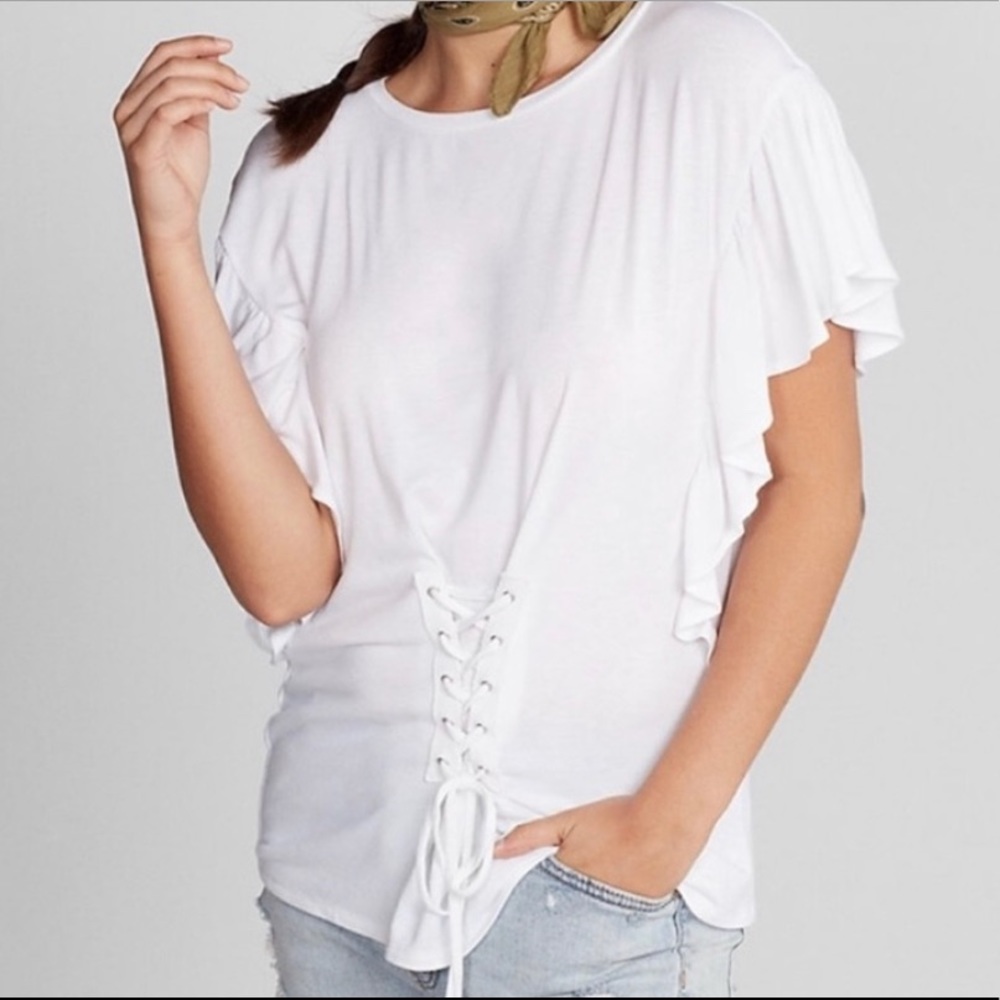 EXPRESS Ruffle Sleeve Corset Tee